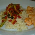 Risotto aux crevettes, poivrons et courgettes au curry 