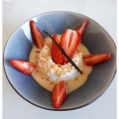 Île flottante aux fraises (cuisson façon C. Michalak)