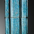 Two monumental turquoise-glazed calligraphic tiles, signed by Yusuf Ibn ‘Ali [Ibn] Muhammad Ibn Abi [Tahir], probably Kashan