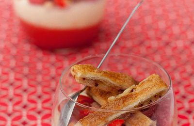 verrine fraise/tomate, crème de mascarpone à l'huile d'olive