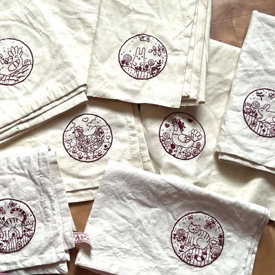 Atelier créatif - torchons anciens