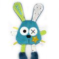 Doudou plat bleu vert blanc