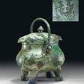 A very rare bronze owl-form covered vessel, xiaoyou, Shang dynasty, 12th-11th century BC