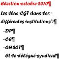 Election d'octobre 2010: Les élus DP, CE, CHSCT et le DS