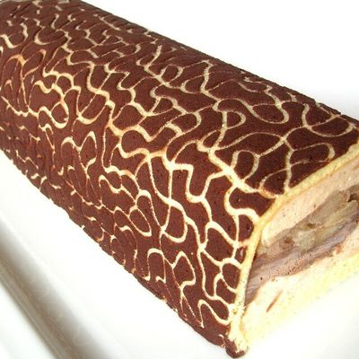 Bûche chocolat noir/brownie, fruits de la passion