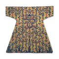 A rare imperial untailored gold brocaded silk twill court overcoat, gua, Kangxi period, late 17th century