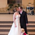 Heartwarming photo shows service dog calming bride before wedding