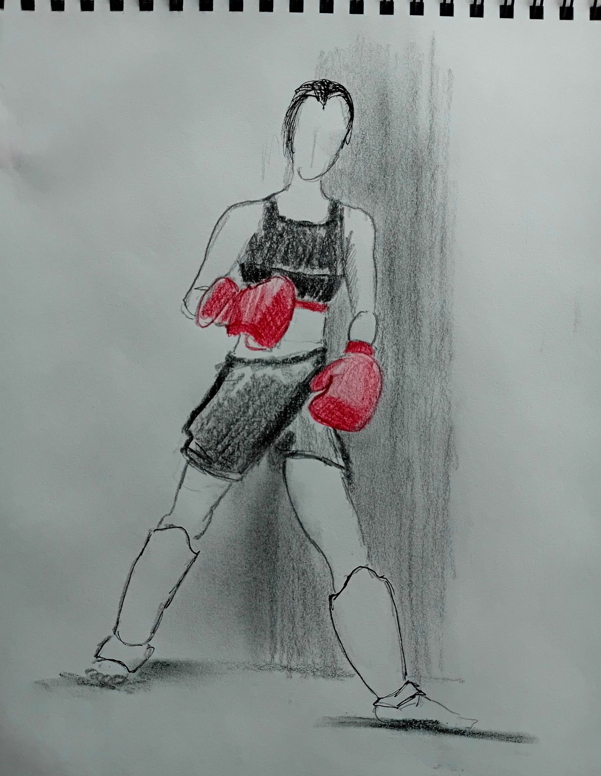Croquis modèle vivant. Modèle féminin. Nu, Boxe. Muay-Thaï. 