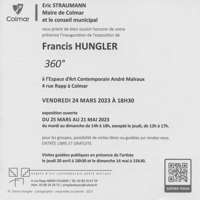 exposition Francis Hungler à Colmar 25 mars-21 mai 2023