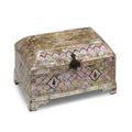 A rare Indian mother-of-pearl and red lac casket, 17th Century, Gujarat, India