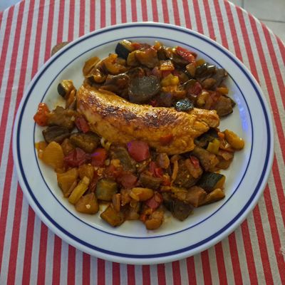 Filet mignon de dinde et sauté de légumes d’été
