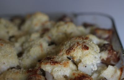 Gratin de chou-fleur et saucisses