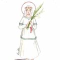 aquarelle de sainte Blanche (ou Candide), vierge martyre