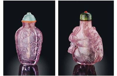 Two pink tourmaline snuff bottles, 19th century