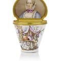 A Meissen silver-gilt-mounted snuff box with portrait of the Electress Elisabeth Auguste of the Palatinate, circa 1746-47