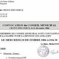 Extrait de l'ordre du jour du Conseil Municipal du 11 décembre 2006