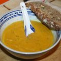 Crème de Lentilles Corail , carottes et beurre de cacahuètes