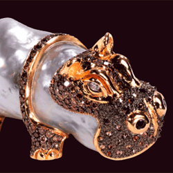 Mario Buzzanca. Hippo brooch with pearl and diamonds