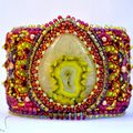 Manchette Brodée Multicolore Agate Druzy Jaune