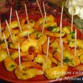 Pics de crevettes au curcuma