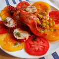 Carpaccio de tomate au homard et fleur de fenouil