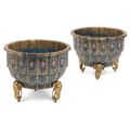 A pair of Chinese export champlevé enamel planters