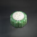 A spinach-green and white jade box and cover
