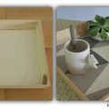 DIY - Un plateau en bois graphique à la peinture en bombe