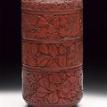 An important Cinnabar box and cover. Ming dynasty (1368-1644). 