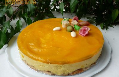 Bavarois à la mangue sur dacquoise à la noix de coco (sans gluten, sans farine)