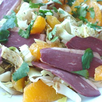 Salade aux magrets de canard et orange