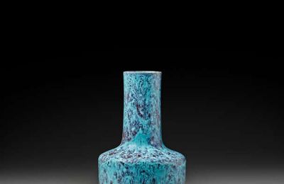 A very rare 'peacock feather'-glazed mallet vase, Yongzheng four-character incised seal mark and of the period (1723-1735)