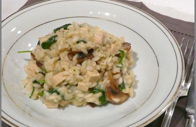 Risotto au tofu, épinards et champignons