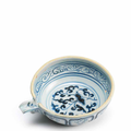 A rare blue and white pouring bowl, Yuan Dynasty (1279-1368)