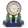 Art Deco Gold, Silver, Lapis, Nephrite Jade, Mother-of-Pearl and Diamond Desk Clock, Cartier, France