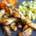 Poulet caramélisé et ses carottes au miel