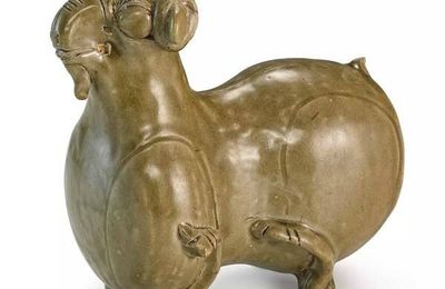 A 'Yue' celadon-glazed ram, Western Jin dynasty (265–316)