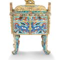 A large cloisonné enamel censer, fangding, Ming dynasty, 16th-17th century