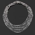 Ravissant collier draperie en or gris, composé de sept rangs articulés de lignes de diamants ronds et de suites de diamants rond