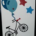 Carte d'anniversaire garçon avec vélo et ballons bleus