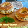 ღ " MIAM " Bagels au poulet / au Saumon et sauce yaourt menthe