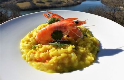 Risotto aux crevettes, curry et lait de coco