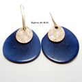 BO527 - Boucles d’oreilles japonaises en tagua et bronze