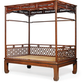 A tiger-maple four-poster canopy bed,jiazichuang, 18th century