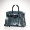Hermès Paris made in france. Sac Birkin 35 cm en crocodile porosus bleu jean