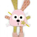 Doudou lapin rose clair jaune