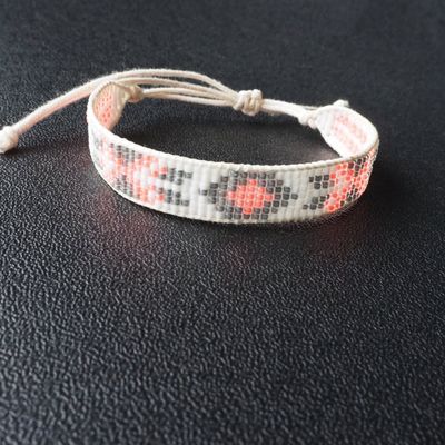 bracelet miyuki blanc, gris et rose flashy