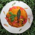 Courge spaghetti tomate- ail- basilic