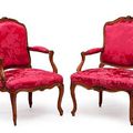 A pair of Louis XV period fauteuils à la Reine. One by Pierre Othon, the other by Clément Bergez