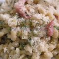 Spätzle aux lardons et petits pois